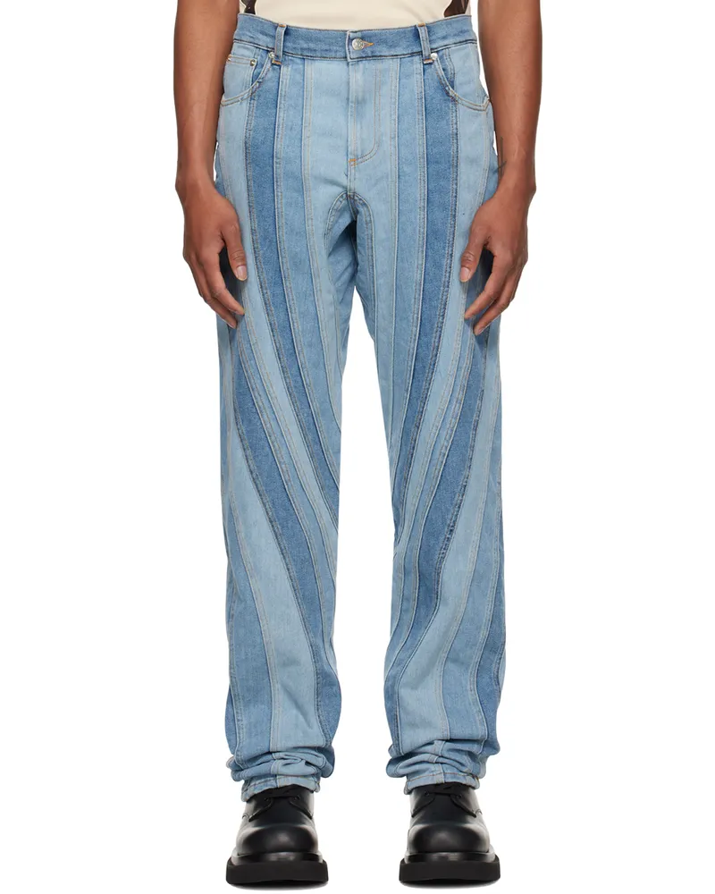 Thierry Mugler Blue Spiral Jeans Medium