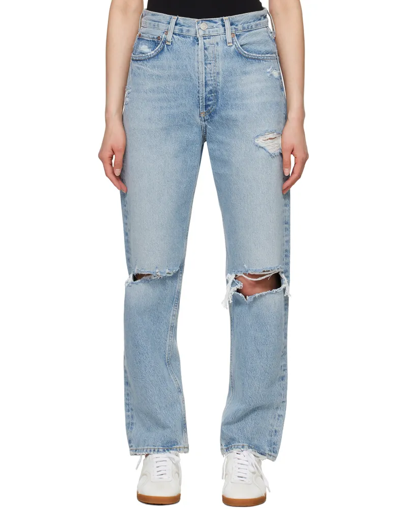 AGOLDE Blue 90's Jeans Threadbare