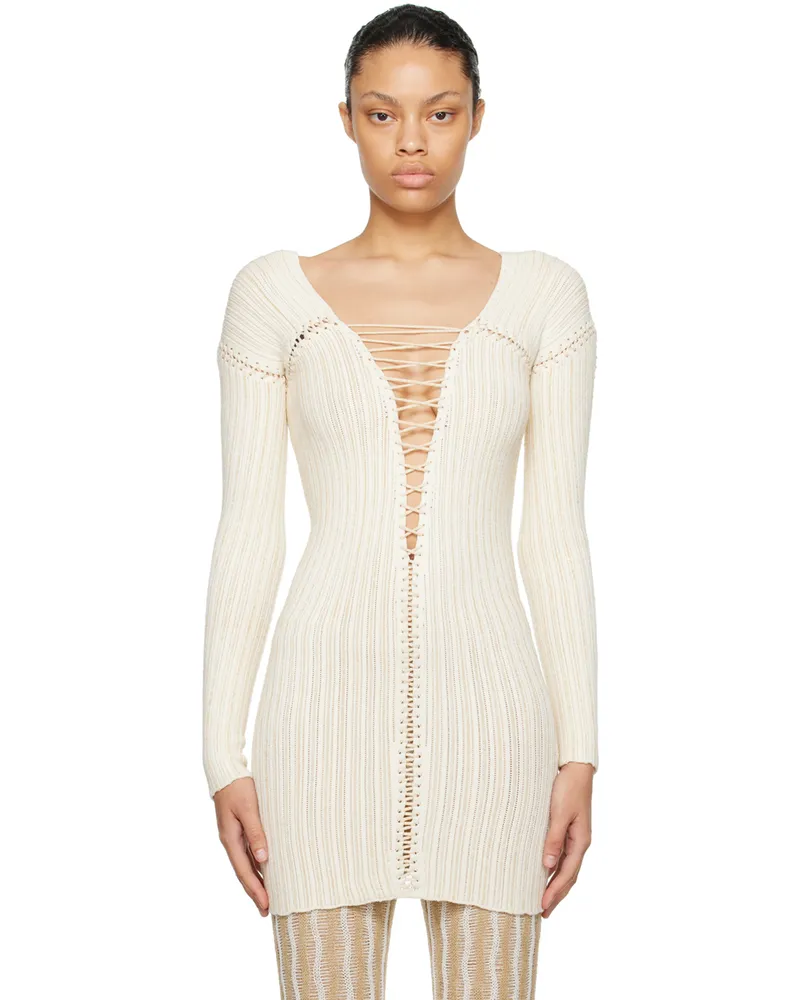 Isa Boulder SSENSE Exclusive Beige & White Lace-Up Top Calico