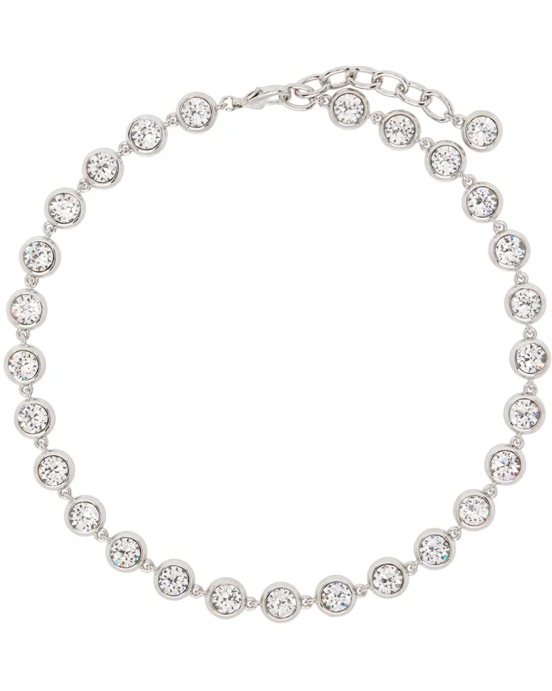 Amina Muaddi Silver Iris Necklace White