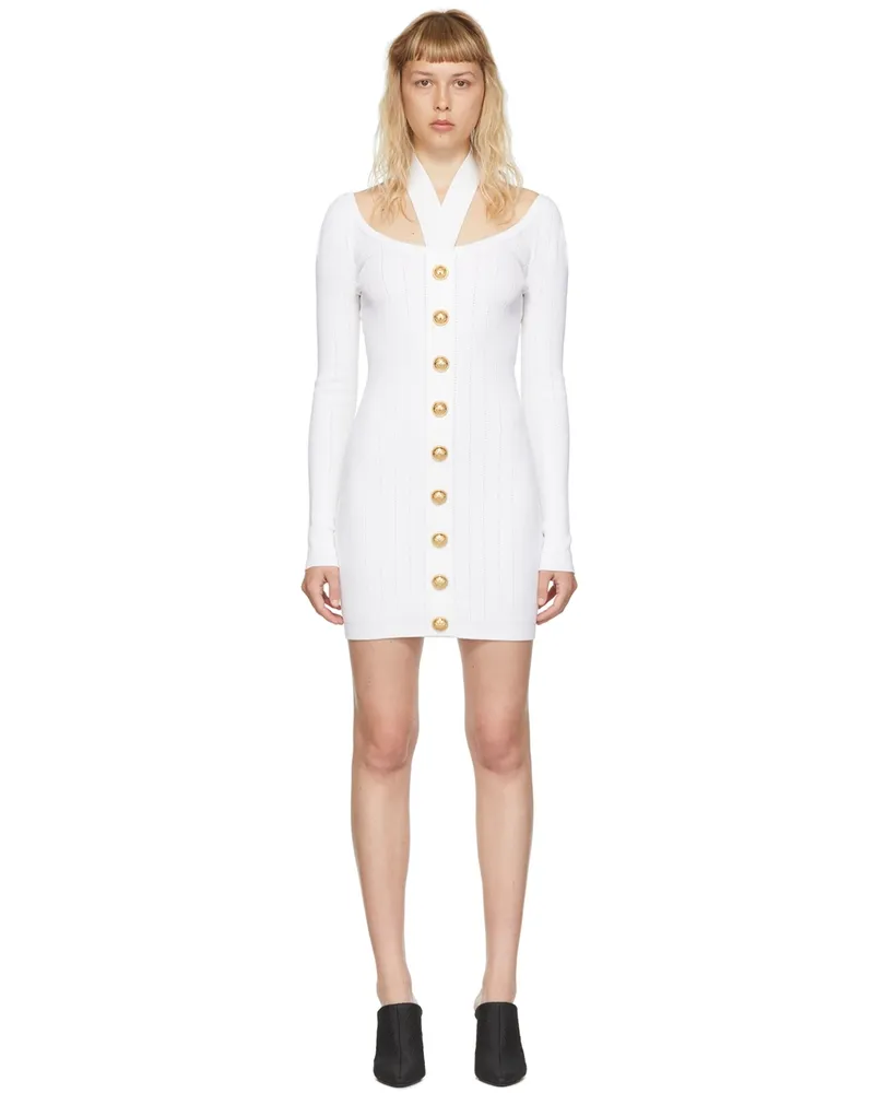 Balmain White Viscose Button Mini Dress 0fa