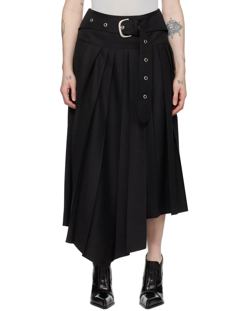 OFF-WHITE Black Belted Maxi Skirt Black