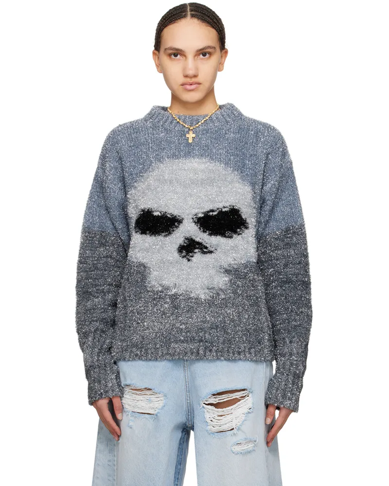 ERL Gray Intarsia Sweater Silver