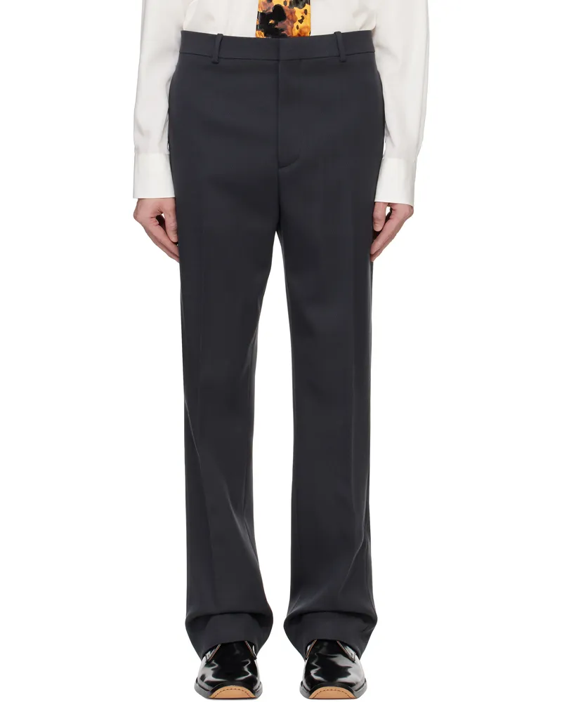 Bottega Veneta Gray Stretch Wool Tricotine Trousers Shadow