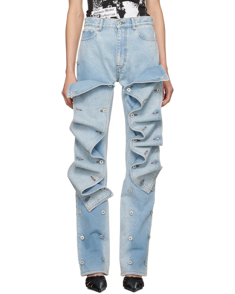 Y/PROJECT Blue Snap Off Jeans Evergreen