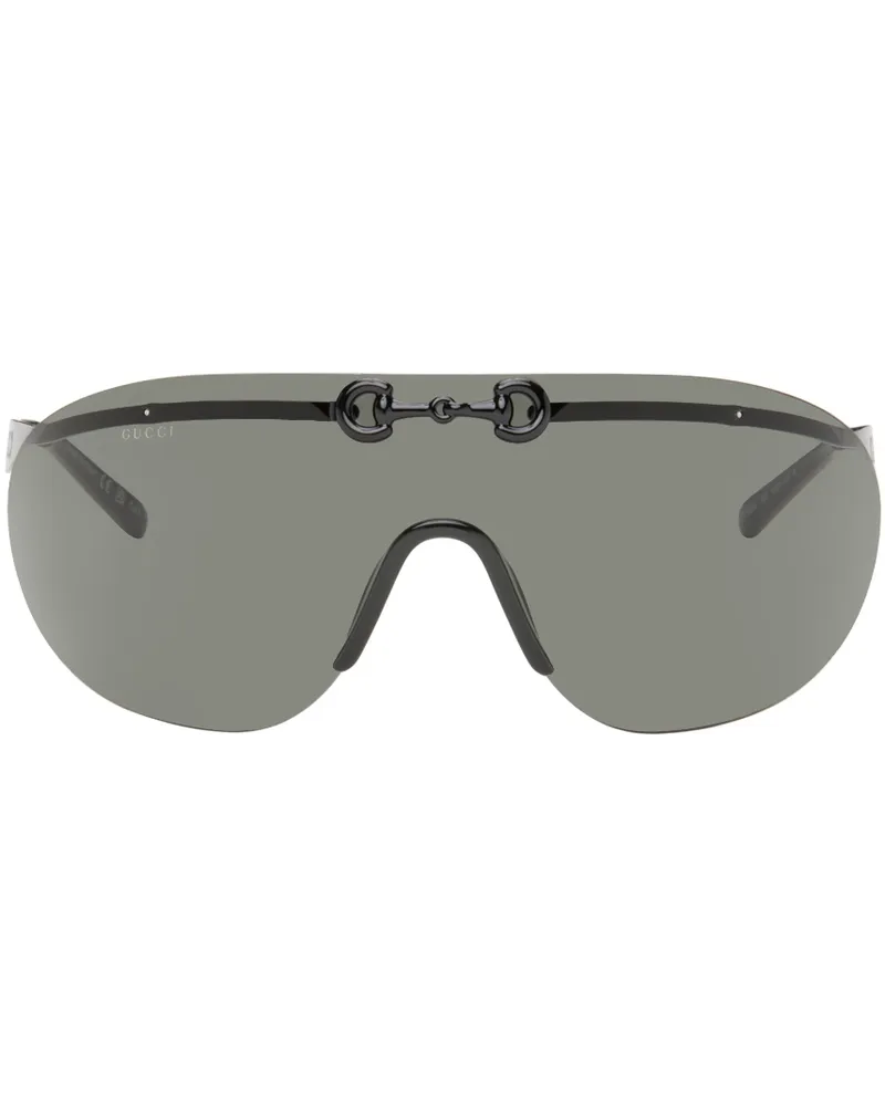 Gucci Black Mask-Shaped Sunglasses Black-black-grey