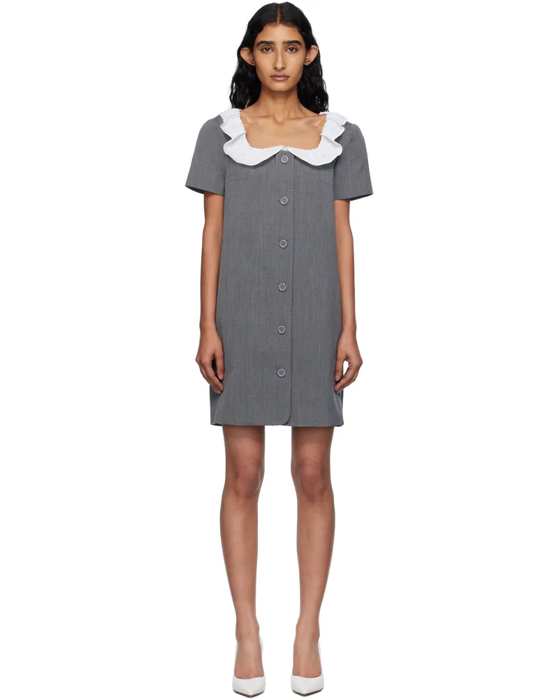 pushBUTTON Gray Frilled Neck Minidress Gr
