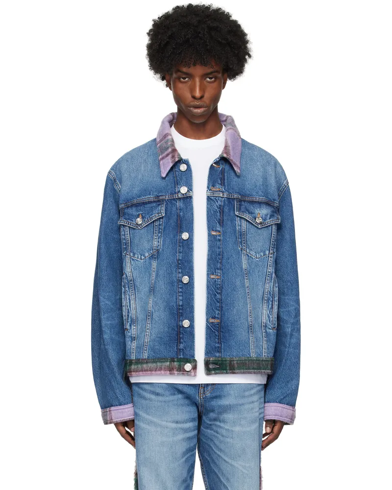 BLUEMARBLE Blue Tartan Denim Jacket Dnm