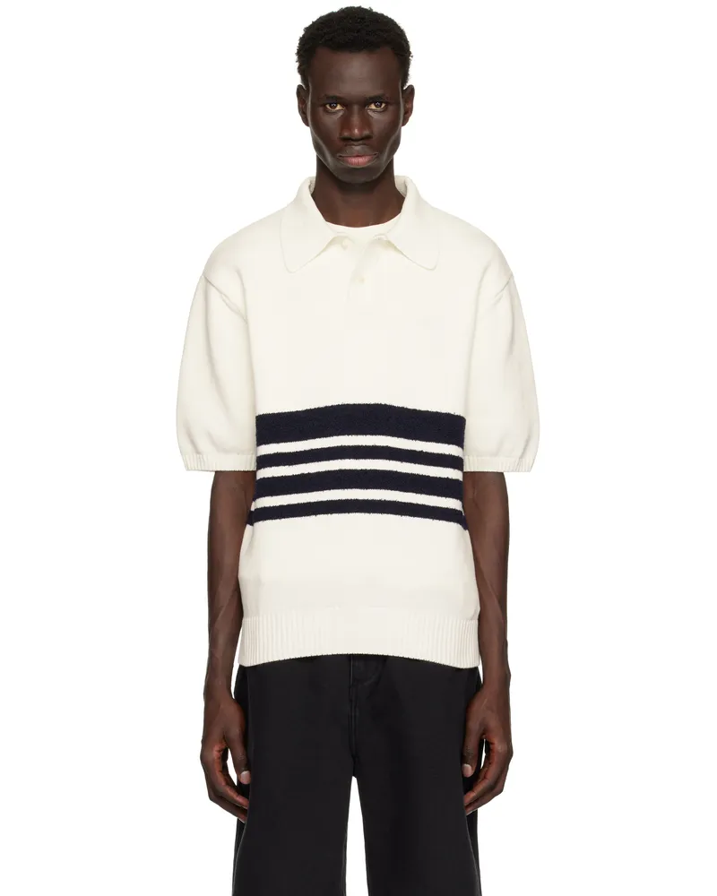 Palmes White & Black Panel Knit Polo Off-white