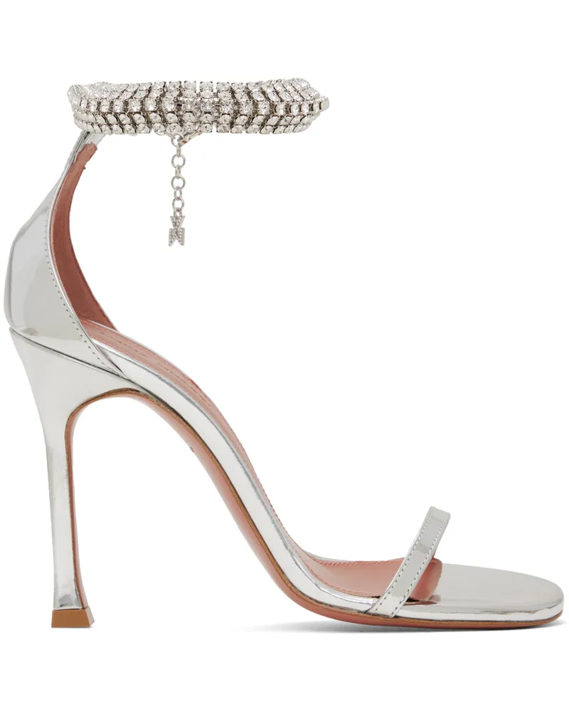 Amina Muaddi Silver Iman Sandal Heeled Sandals Silver