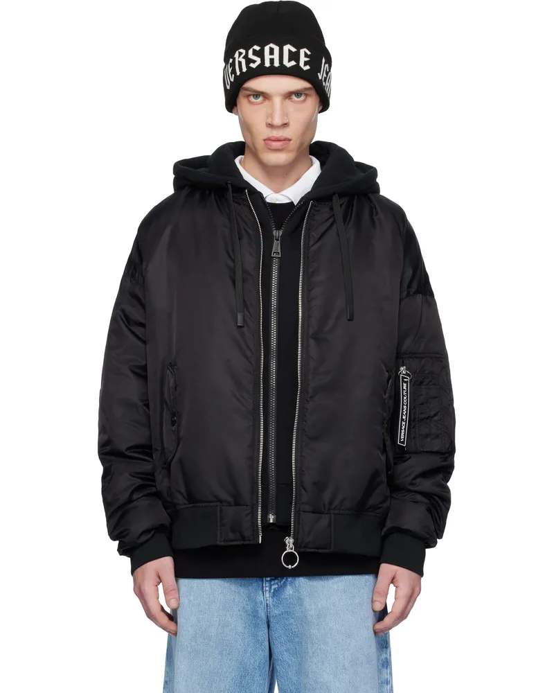Versace Jeans Black Logo Down Bomber Jacket E899-black
