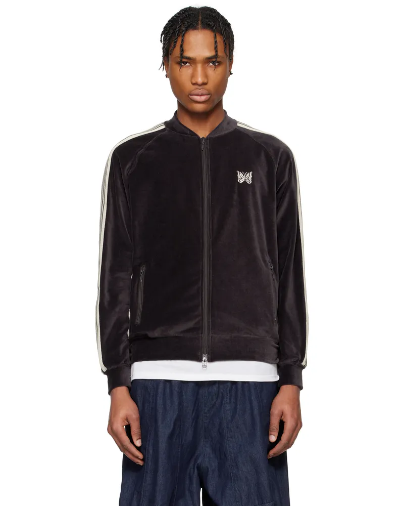 NEEDLES Black Rib Collar Track Jacket B-charcoal
