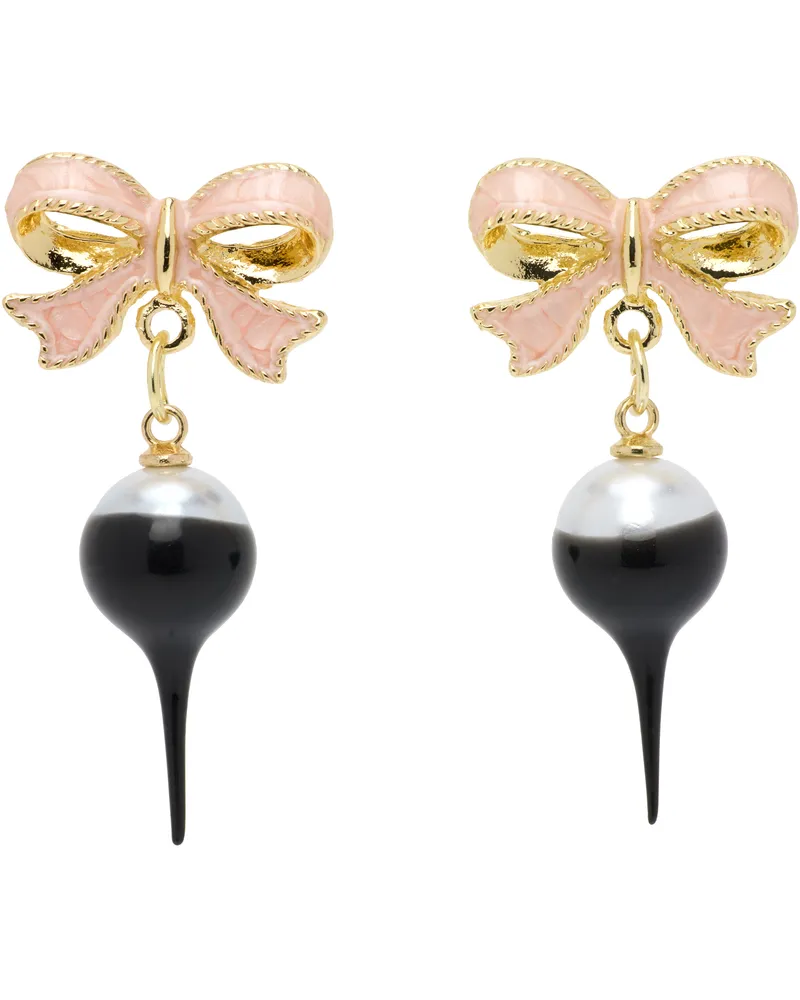 OTTOLINGER Gold Bow Pearl Earrings Gold-black