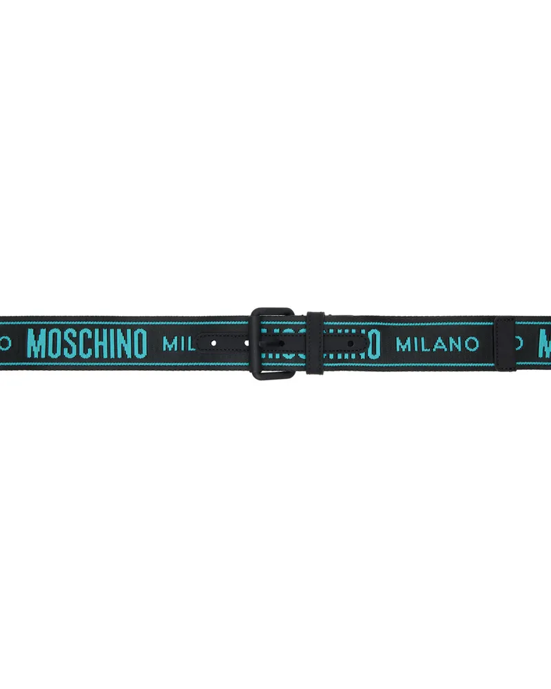 Moschino Black Jacquard Logo Belt A1365