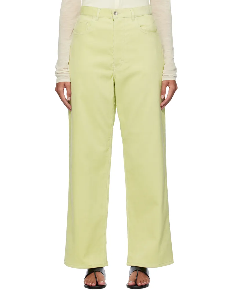 AURALEE Green Finx Corduroy Trousers Lime