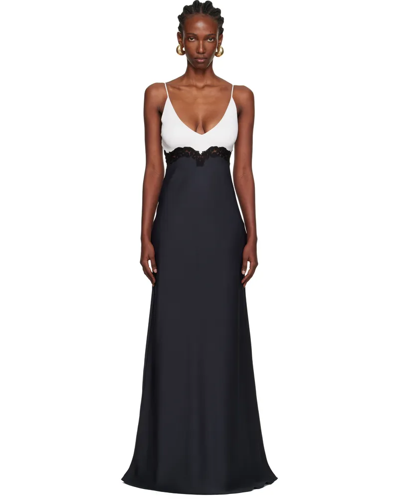 Gabriela Hearst White & Navy Amaryllis Lace Maxi Dress Drn