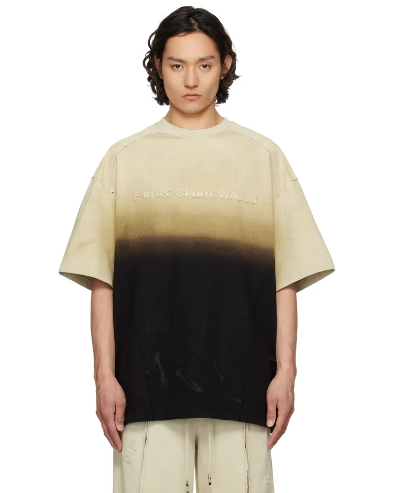 Feng Chen Wang Beige & Black Gradient T-shirt Black