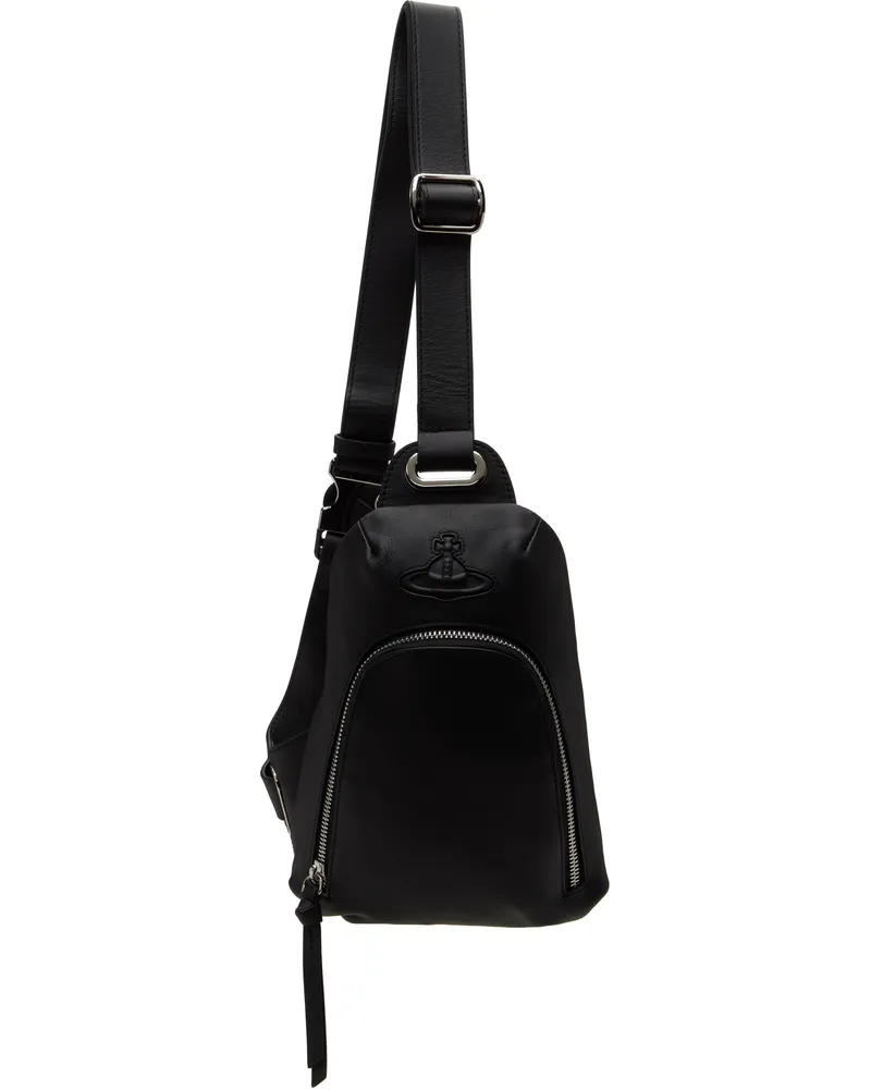 Vivienne Westwood Black Smooth Leather Injected Orb Bag Aw24-n401