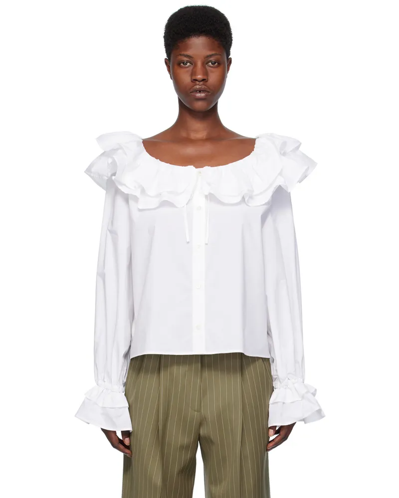 MSGM White Ruffle Blouse 01