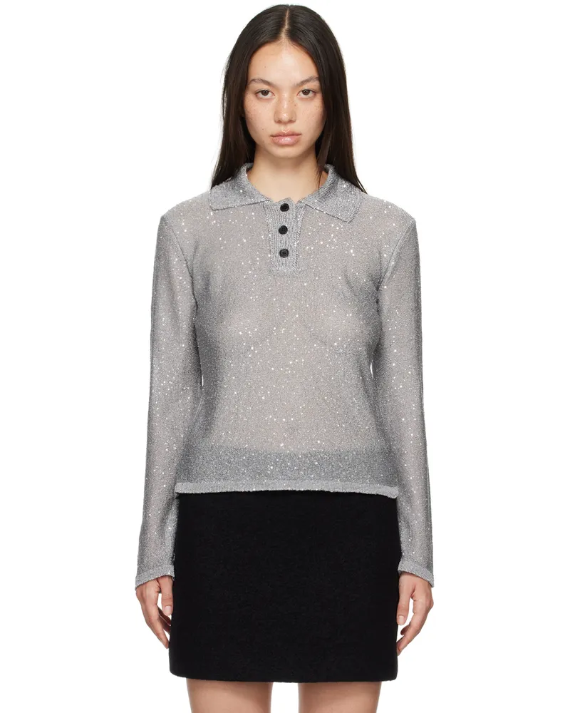 MSGM Gray Glitter Polo 98