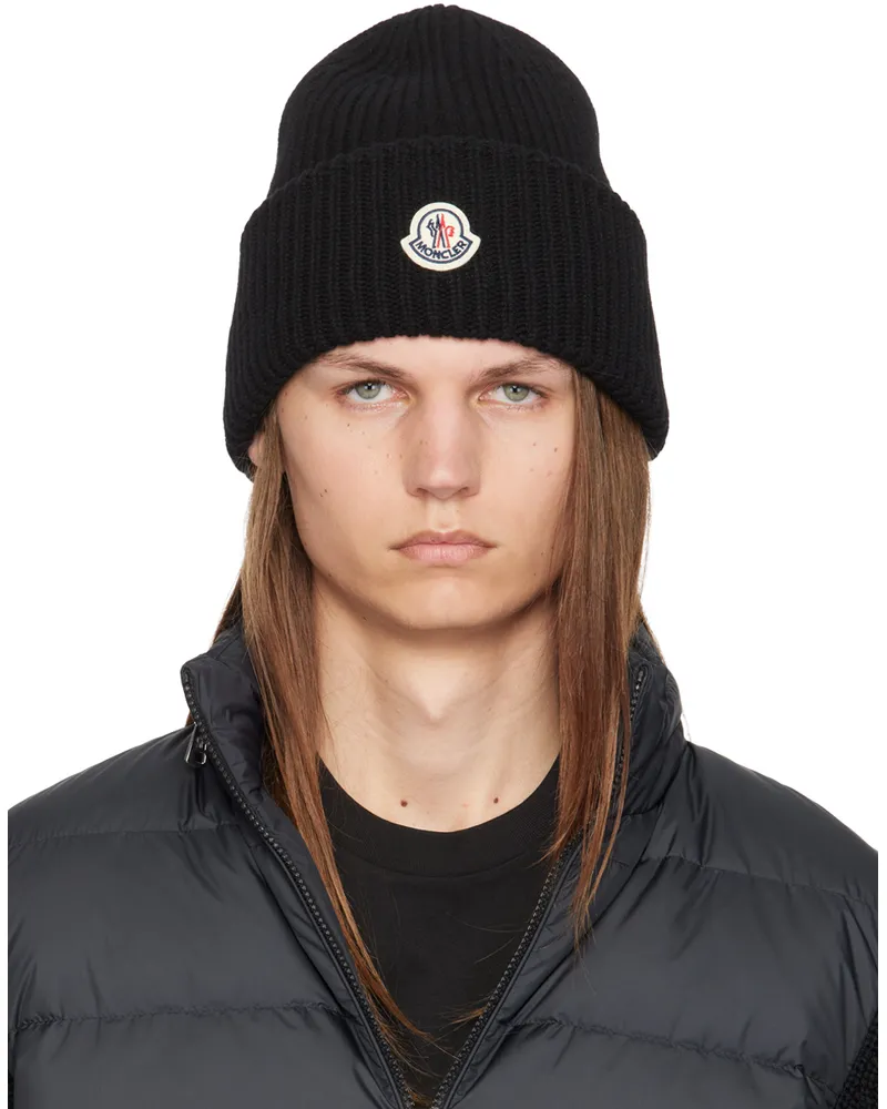 Moncler Black Wool & Cashmere Beanie 999