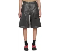 Gray Sunbird Faux-Leather Shorts