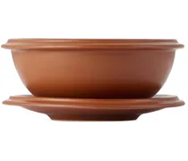 Brown Saturn Dinnerwear Cereal Bowl & Eggo Plate Set