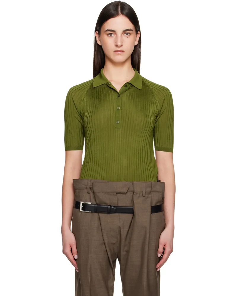 Acne Studios Green Silk Polo Ab8