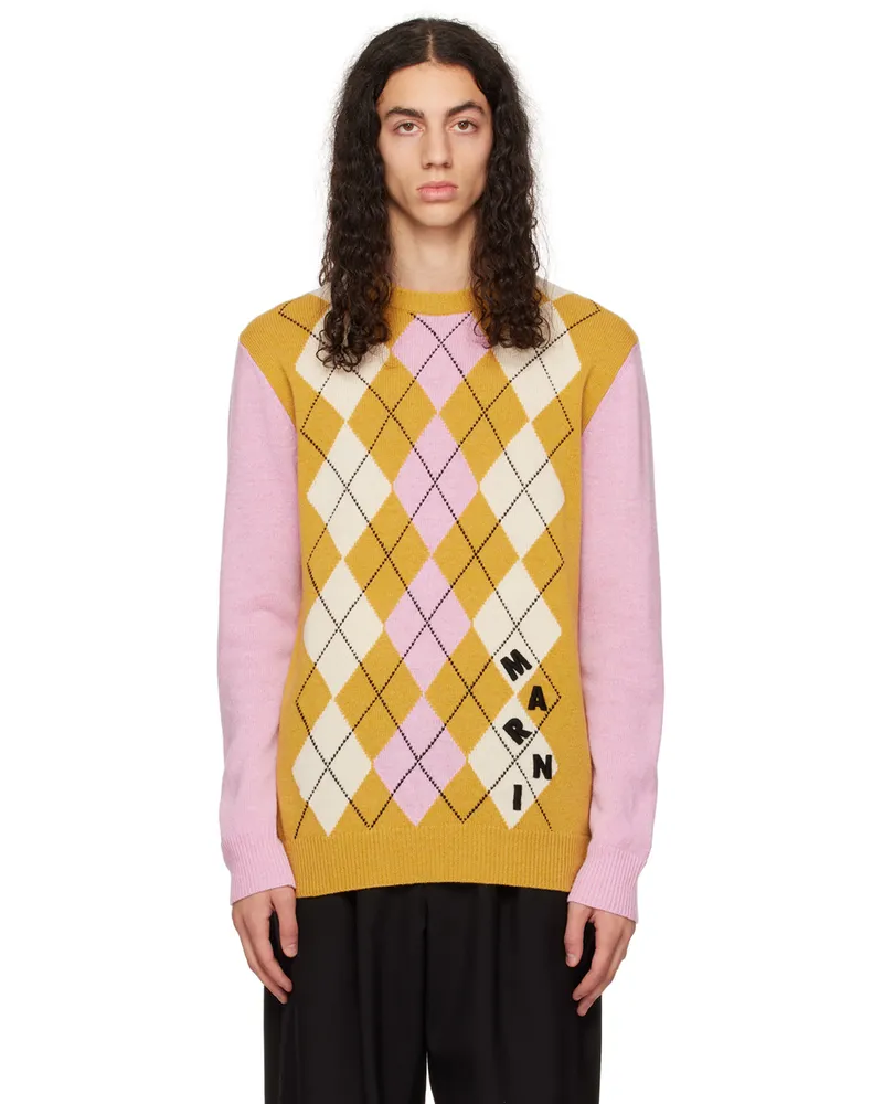 Marni Yellow & Pink Argyle Sweater Ary54