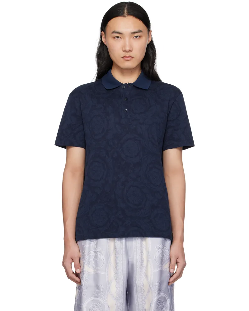 Versace Navy Barocco Polo 1ui20-navy
