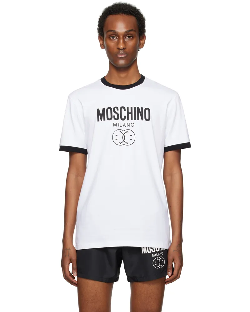 Moschino White Double Smiley T-Shirt J2001