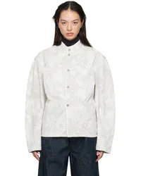 Christophe Lemaire Gray & White Curved Sleeves Denim Jacket Bkdnm