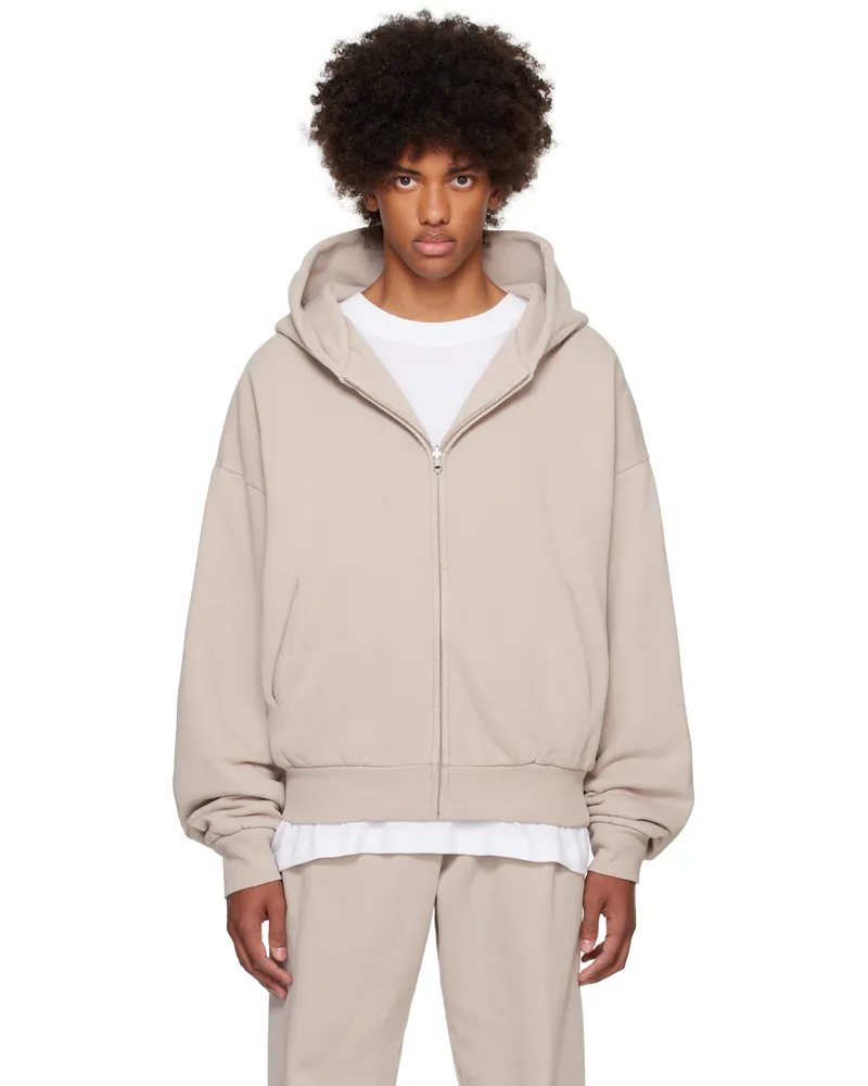 Entire Studios Beige Thermal Hoodie Silver