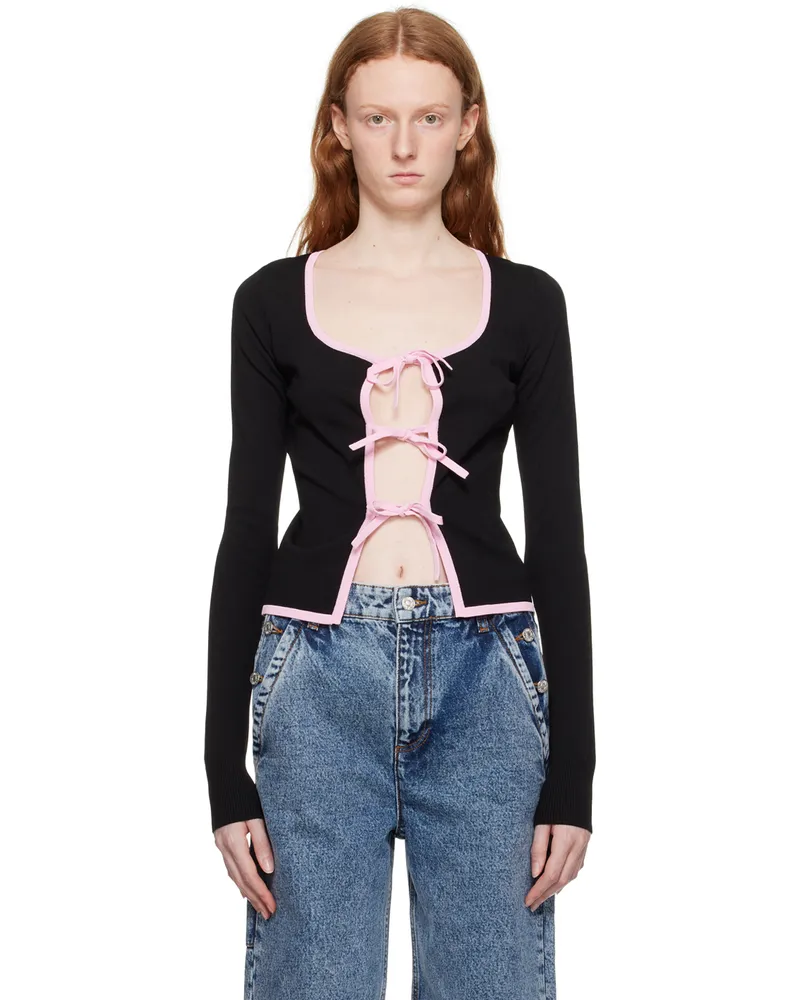 Moschino Black Self-Tie Cardigan J2555