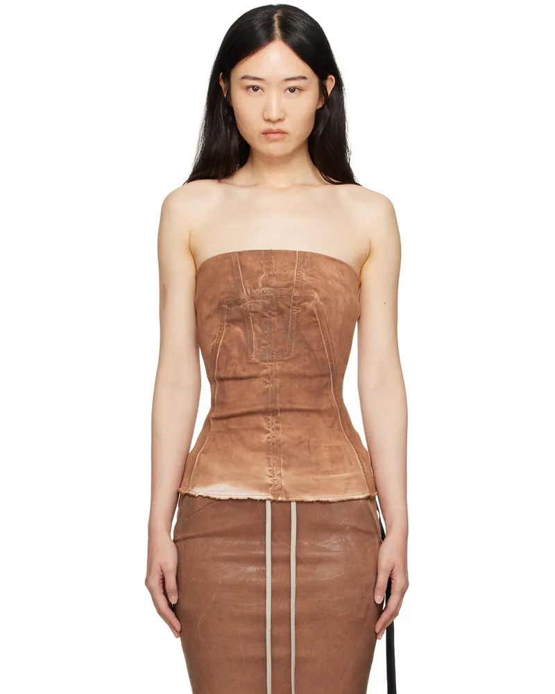 DRKSHDW by Rick Owens Brown Porterville Bustier Denim Top 83