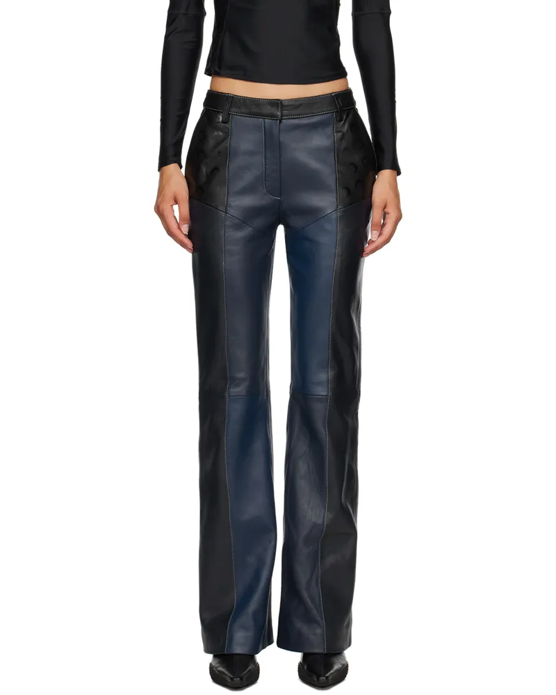 Marine Serre Navy Moon Leather Pants 06