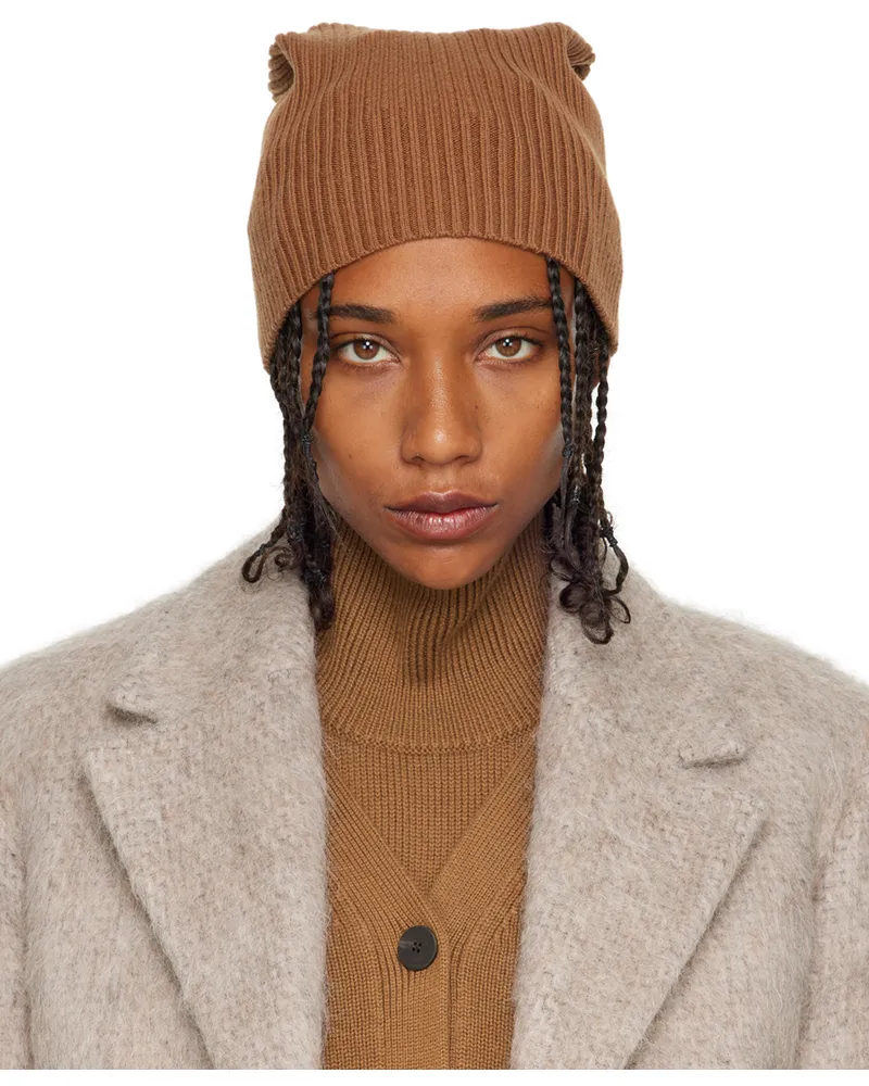 Studio Nicholson Tan Ribbed Beanie Camel