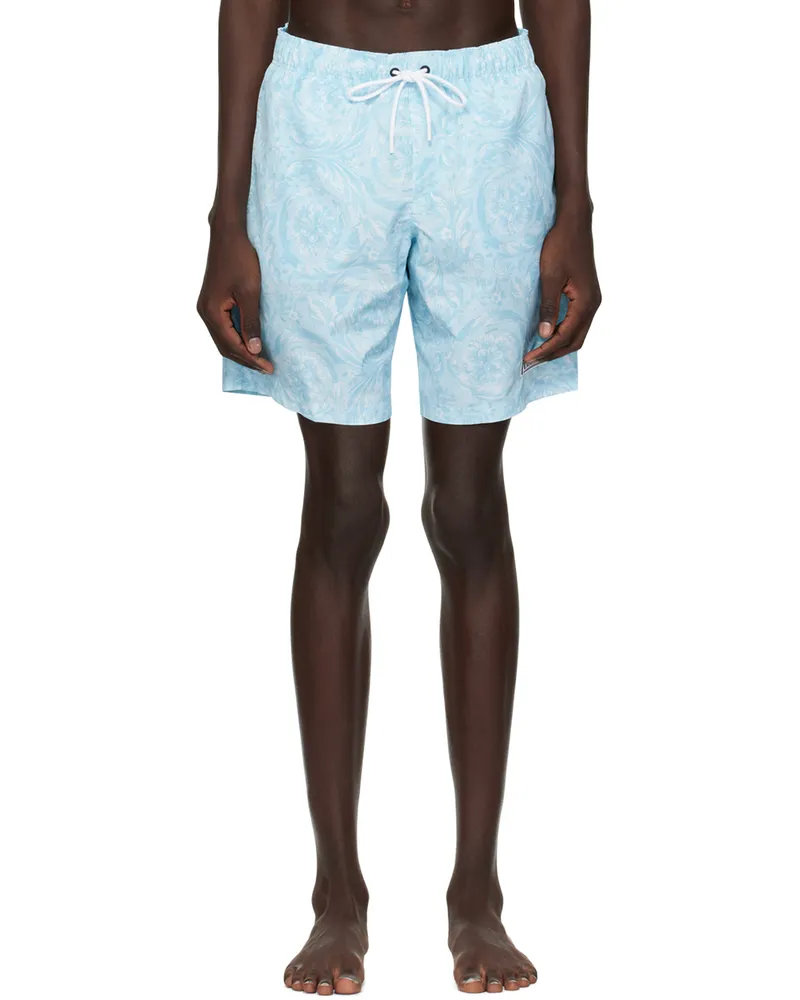 Versace Blue Barocco Swim Shorts 5u940-pale