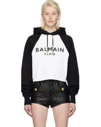 Balmain Black & White Raglan Hoodie Gab