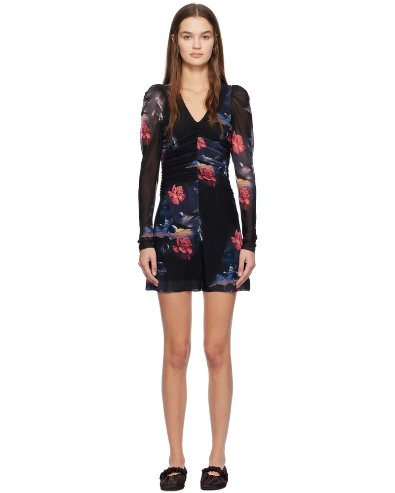 Ganni Black Printed Minidress 099