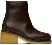 Brown Piped Ankle Boots