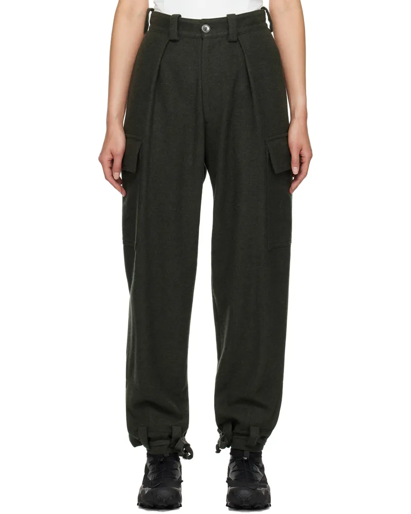 Hyein Seo Khaki Military Wool Trousers Khaki