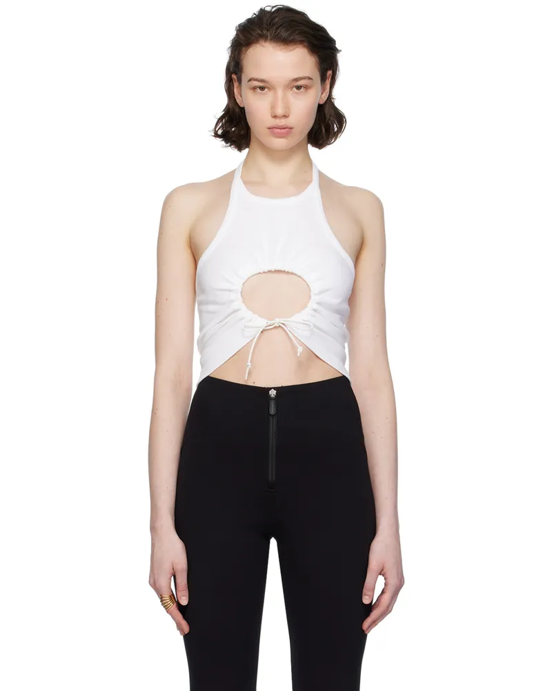 Alaïa White Gathered Tank Top 000
