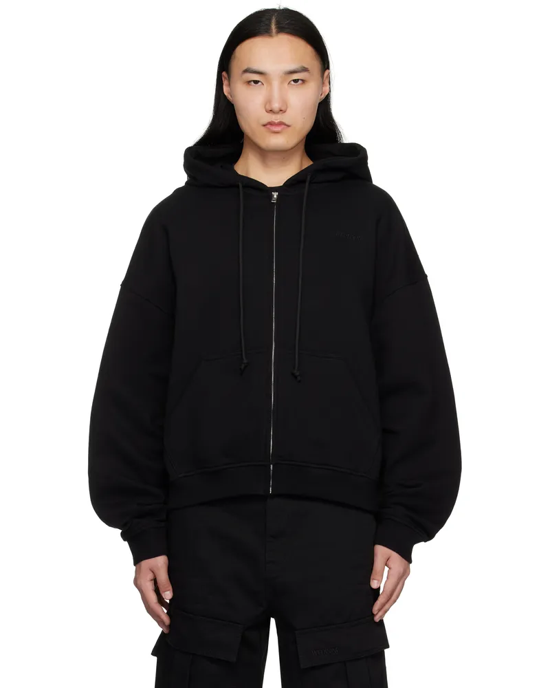 WE 11 DONE Black Twin All Around Zip-Up Hoodie Black