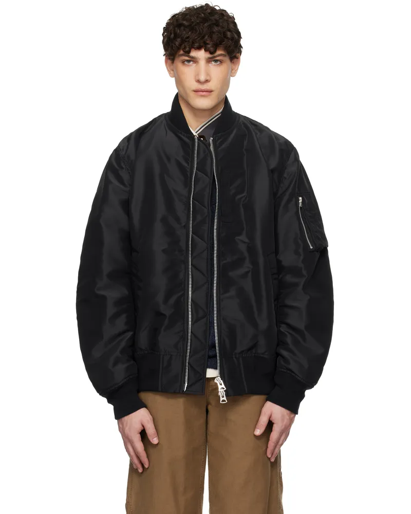 Sacai Black Nylon Twill Bomber Jacket 001