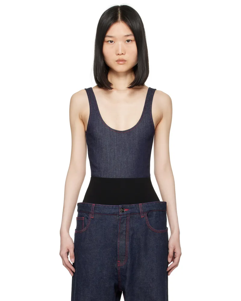 Alaïa Blue Tank Denim Bodysuit 530