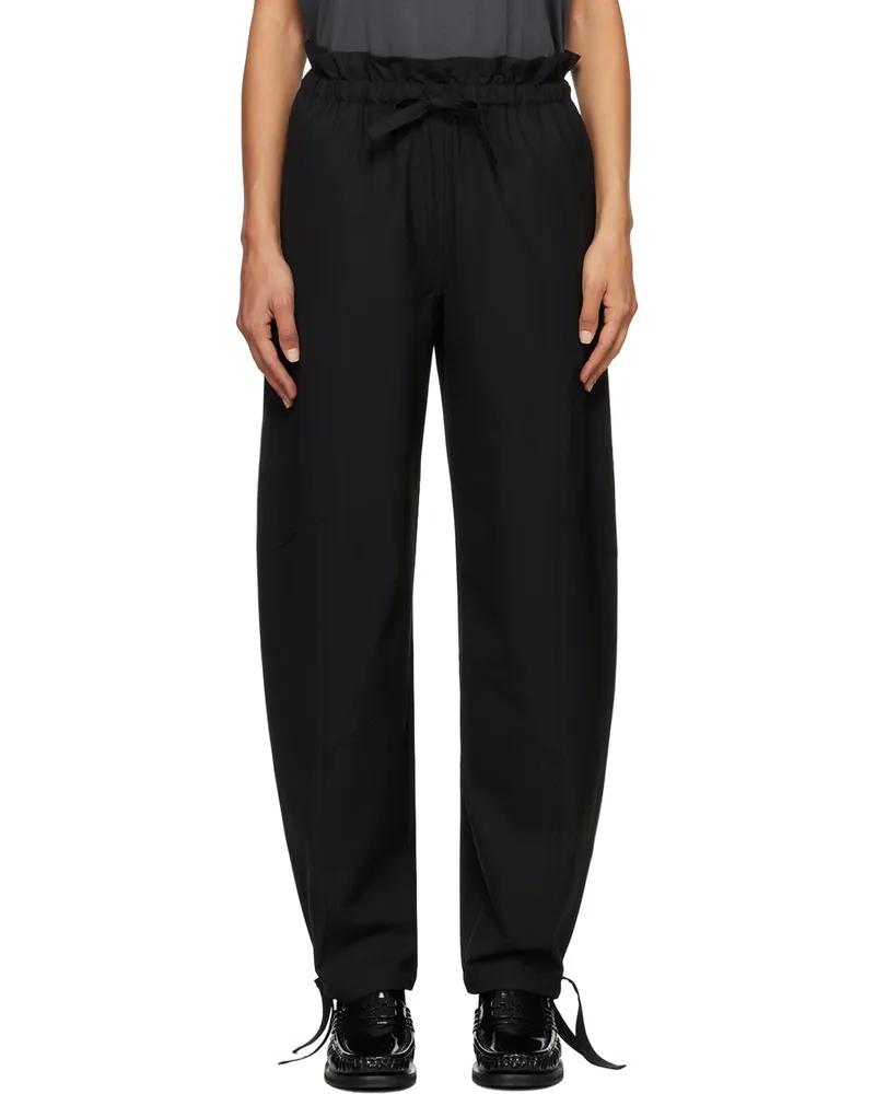 Ganni Black Drapey Melange Trousers 099