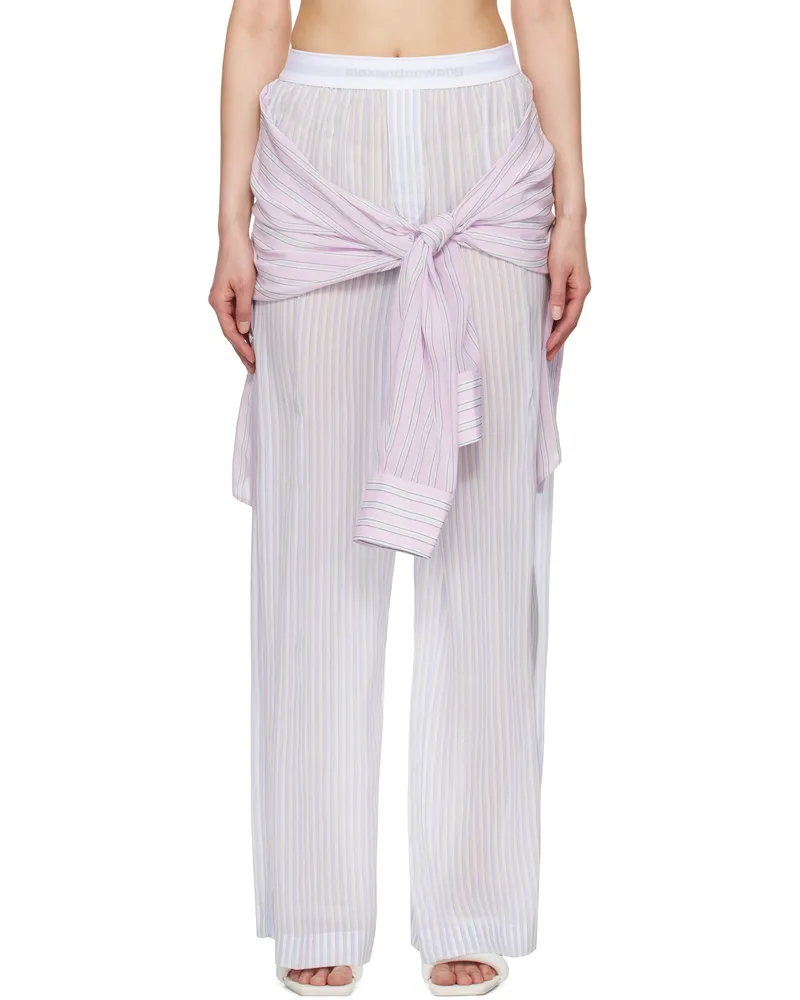 Alexander Wang Blue & Pink Pre-Styled Boxer Trousers Blue