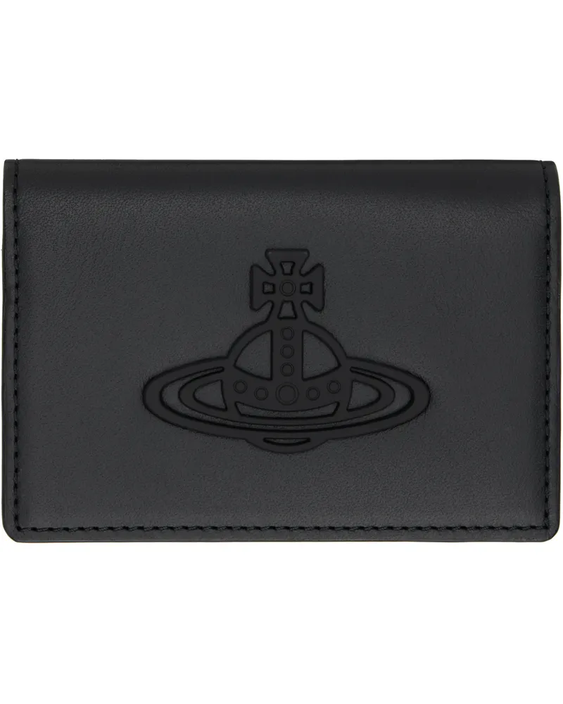 Vivienne Westwood Black Leather Flap Card Holder Ss25-n401