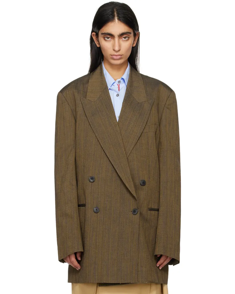 Dries van Noten Brown Double-Breasted Blazer 202
